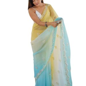 akhilam women's chiffon embellished saree with unstitched blouse piece (aaryan15801 kr parent)
